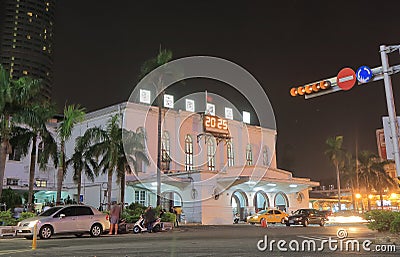 Tainan train station night cityscape Taiwan Editorial Stock Photo