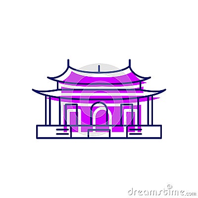 Taipei Confucius Temple in dalongdong Taipei flat icon. Taiwan. Pagoda. Isolated vector stock illustration Vector Illustration