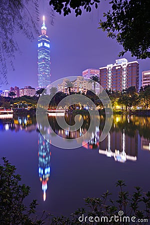 Taipei 101 at Night Stock Photo