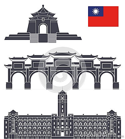 Taipei. Set Vector Illustration