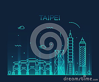 Taipei skyline Trendy vector illustration linear Vector Illustration