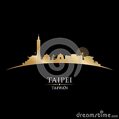 Taipei Taiwan city skyline silhouette black background Vector Illustration