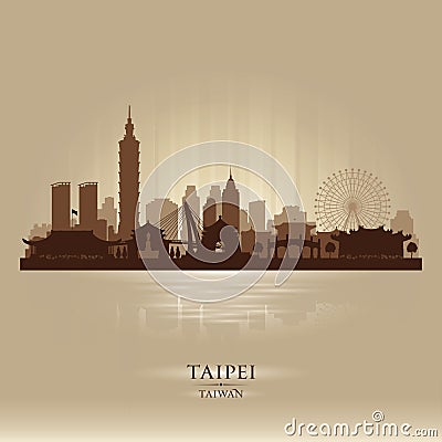 Taipei Taiwan city skyline vector silhouette Vector Illustration