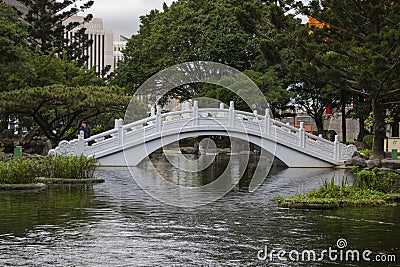 Taipei, Taiwan - Jan 2020: Bridge in the park in The National Concert Hall Tapiei, Taiwan. The Park is near and Chiang Kai-shek Editorial Stock Photo