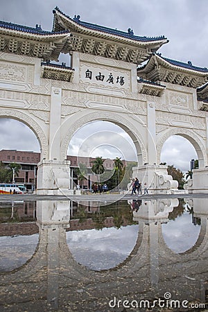 Taipei, Taiwan- Jan 2020: liberty square taipei beside the national chiang kai-shek memorial hall located in Zhongzheng District. Editorial Stock Photo