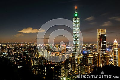 Nightshot of Taipei 101 Editorial Stock Photo