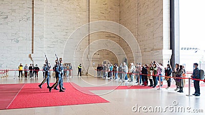 Changing of the honored guards at Chiang Kai-shek Memorial Hall. a famous tourist spot in Taipei, Taiwan Editorial Stock Photo