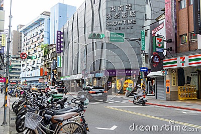 Taipei city street in Gongguan district Editorial Stock Photo