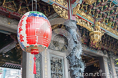 Lantern at Bangka Lungshan Temple in Taipei, Taiwan. The temple was originally built in 1738 Stock Photo