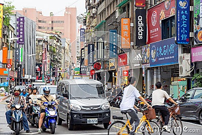 Taipei city street in Gongguan district Editorial Stock Photo