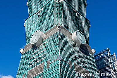 TAIPEI,TAIWAN - OCTOBER 9,2017 : Close up view of Taipei 101 Skyscraper, capital city Editorial Stock Photo