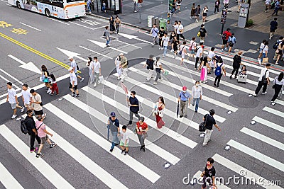 Taipei, Taiwan People cross the road Editorial Stock Photo