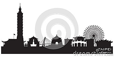 Taipei Taiwan city skyline vector silhouette Vector Illustration