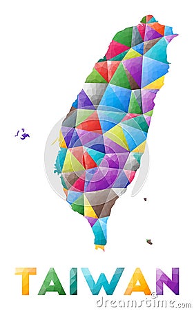 Taiwan - colorful low poly country shape. Vector Illustration