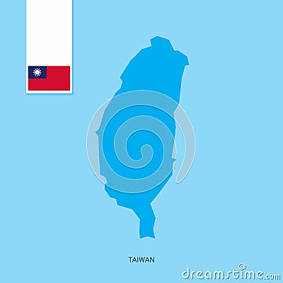 Taiwan Country Map with Flag over Blue background Vector Illustration