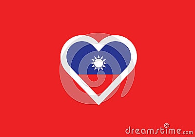 Taiwan heart shape love symbol national flag Vector Illustration