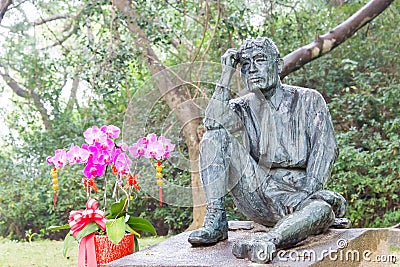 Yoichi Hatta Statue at Wushantou Dam. a famous historic site in Tainan, Taiwan. Stock Photo