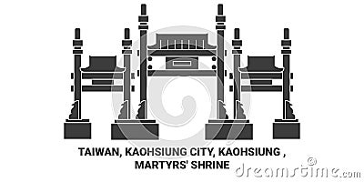 Taiwan, Kaohsiung City, Kaohsiung , Martyrs' Shrine travel landmark vector illustration Vector Illustration