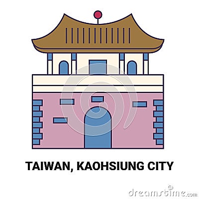 Taiwan, Kaohsiung City, travel landmark vector illustration Vector Illustration