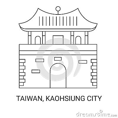 Taiwan, Kaohsiung City, travel landmark vector illustration Vector Illustration