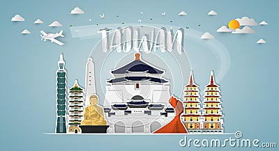 Taiwan Landmark Global Travel And Journey paper background. Vector Design Template.used for your Vector Illustration