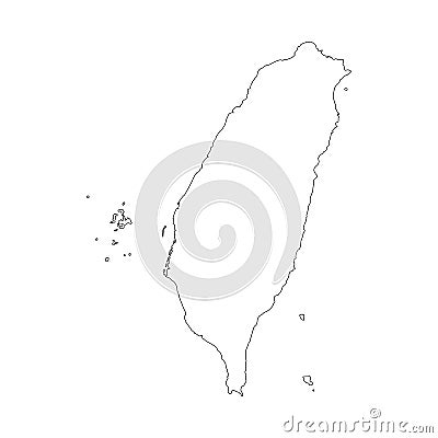 Taiwan map with country borders, thin black outline on white background. High detailed vector map with counties/regions/states - Vector Illustration