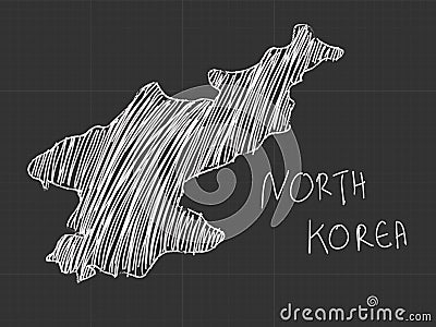 North Korea map freehand sketch on black background Vector Illustration