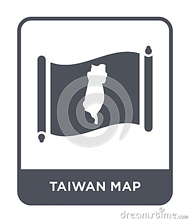 taiwan map icon in trendy design style. taiwan map icon isolated on white background. taiwan map vector icon simple and modern Vector Illustration