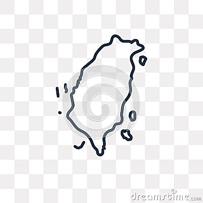 Taiwan map vector icon isolated on transparent background, linear Taiwan map transparency concept can be used web and mobile Vector Illustration