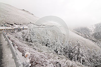 In Taiwan Nantou Hehuan Mountain Snow Stock Photo