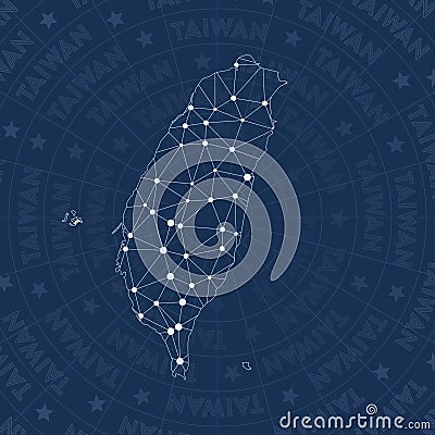 Taiwan network, constellation style country map. Vector Illustration