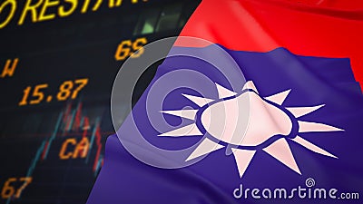 The Taiwan flag on Business Background image 3d rendering Stock Photo