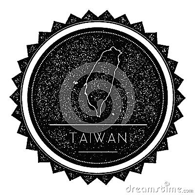 Taiwan, Republic Of China Map Label with Retro. Vector Illustration