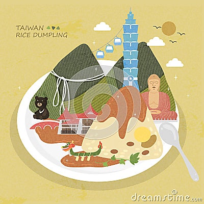 Taiwan rice dumpling Vector Illustration