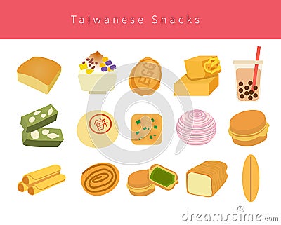 Taiwan street food, featured Asian food material set Stock Photo