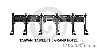Taiwan, Taipei, The Grand Hotel, travel landmark vector illustration Vector Illustration