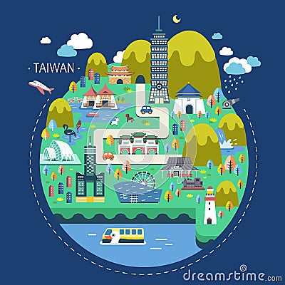 Taiwan travel concept Vector Illustration