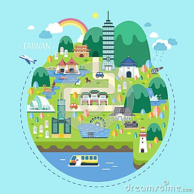 Taiwan travel concept Vector Illustration