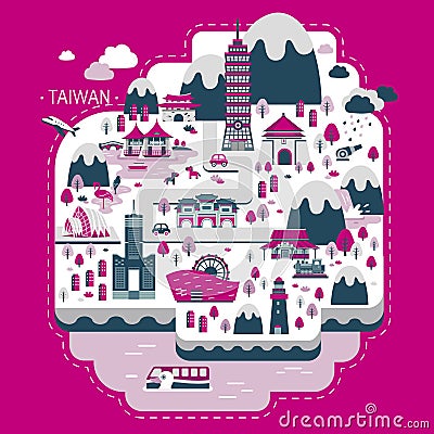 Taiwan travel concept Vector Illustration