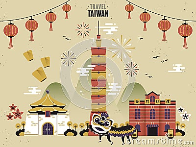 Taiwan travel Vector Illustration