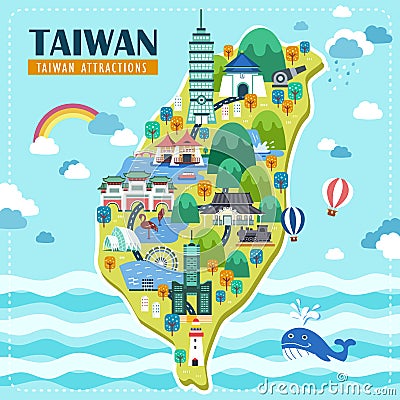 Taiwan travel map Stock Photo