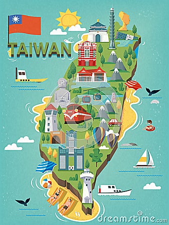 Taiwan travel map Stock Photo