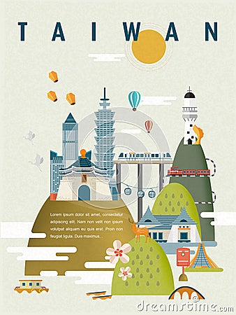 Taiwan travel poster design Vector Illustration