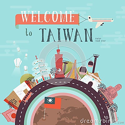 Taiwan travel poster Vector Illustration