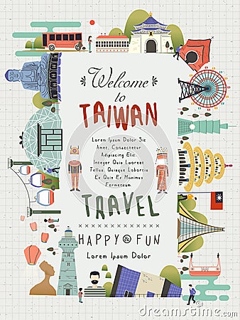 Taiwan travel poster Vector Illustration