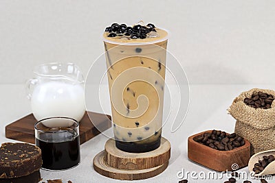 Taiwanese Boba Brown Sugar Coffee Stock Photo