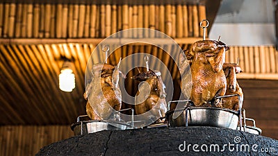 Taiwanese Brick kiln and roasted chicken in huge clay oven Stock Photo