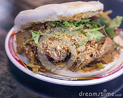 Taiwanese guo bao on a table Stock Photo