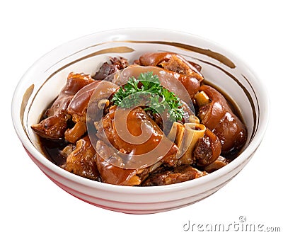 Taiwanese traditional food pork knuckle isolated for Chinese Lunar New Year meal Stock Photo