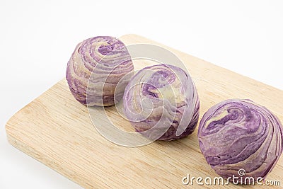 The Taiwanese violet crystal taro cake Stock Photo